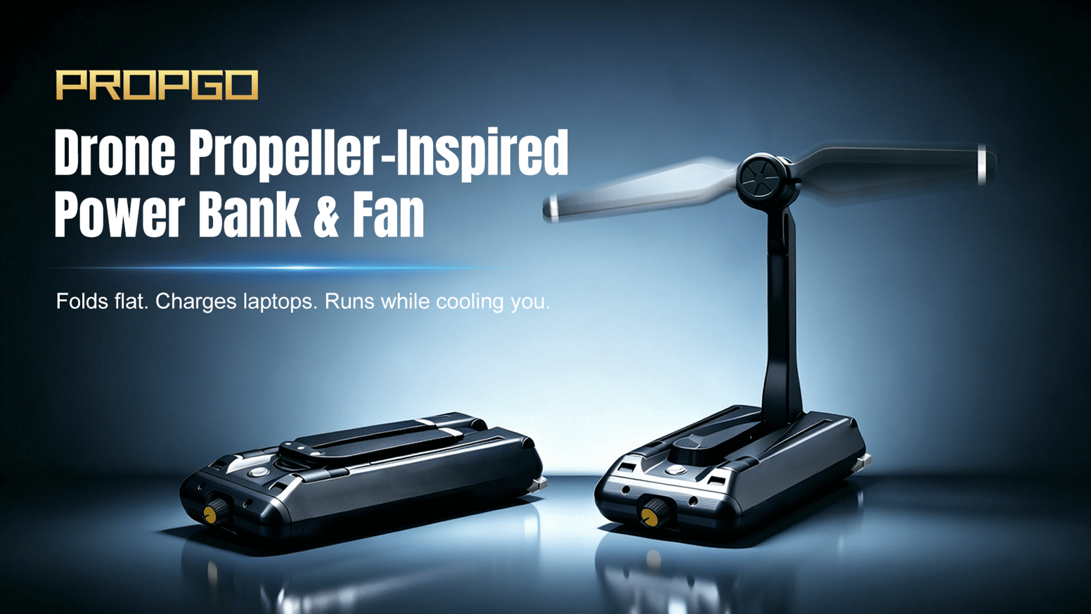 Drone Propeller-Inspired Foldable Fan + Power Bank