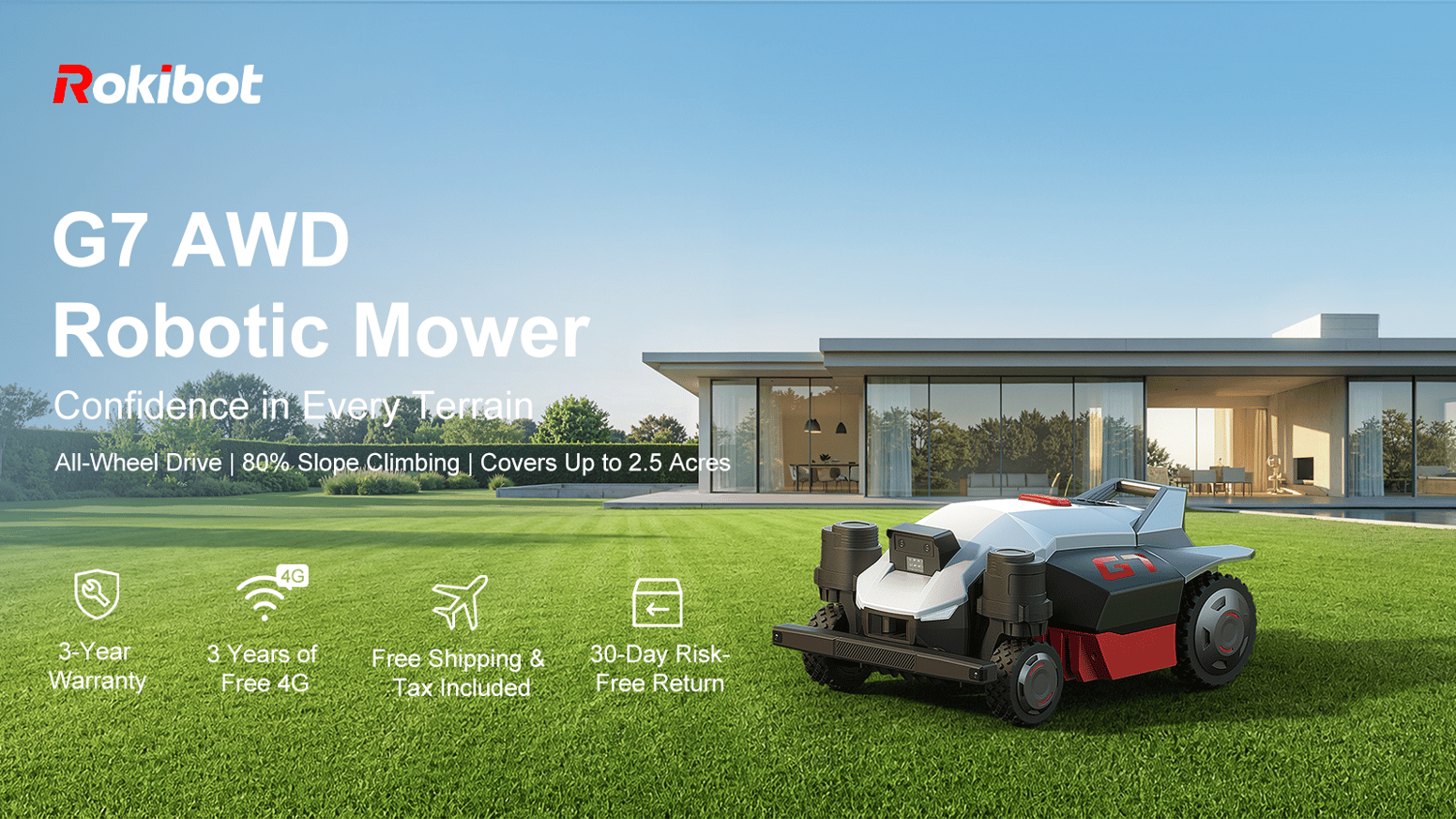 Rokibot G7: Ultimate AWD Robotic Mower for Challenging Lawns